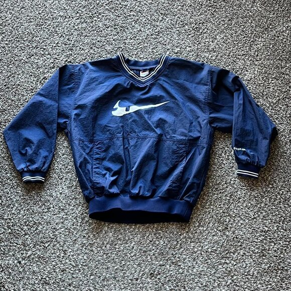 Nike Other - Vintage 90s Nike Windbreaker Jacket Large Navy Big Swoosh Retro Streetwear